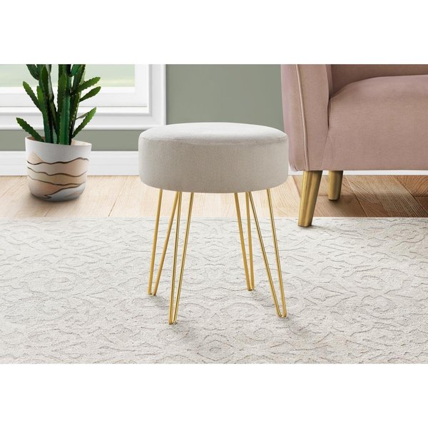 Daphnes Dinnette 16 x 13.75 x 13.75 in. Metal Legs Ottoman, Beige Fabric & Gold DA2618284